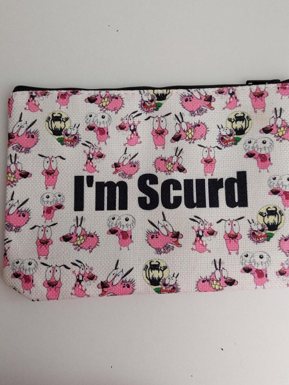 I'm Scurd pink & white pouch cowardly dog #loungewear #kawaii